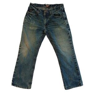 Ariat Buckle Rebar M4 Low Rise Boot Jeans Men's 36x30 Bleach Distressed 2018